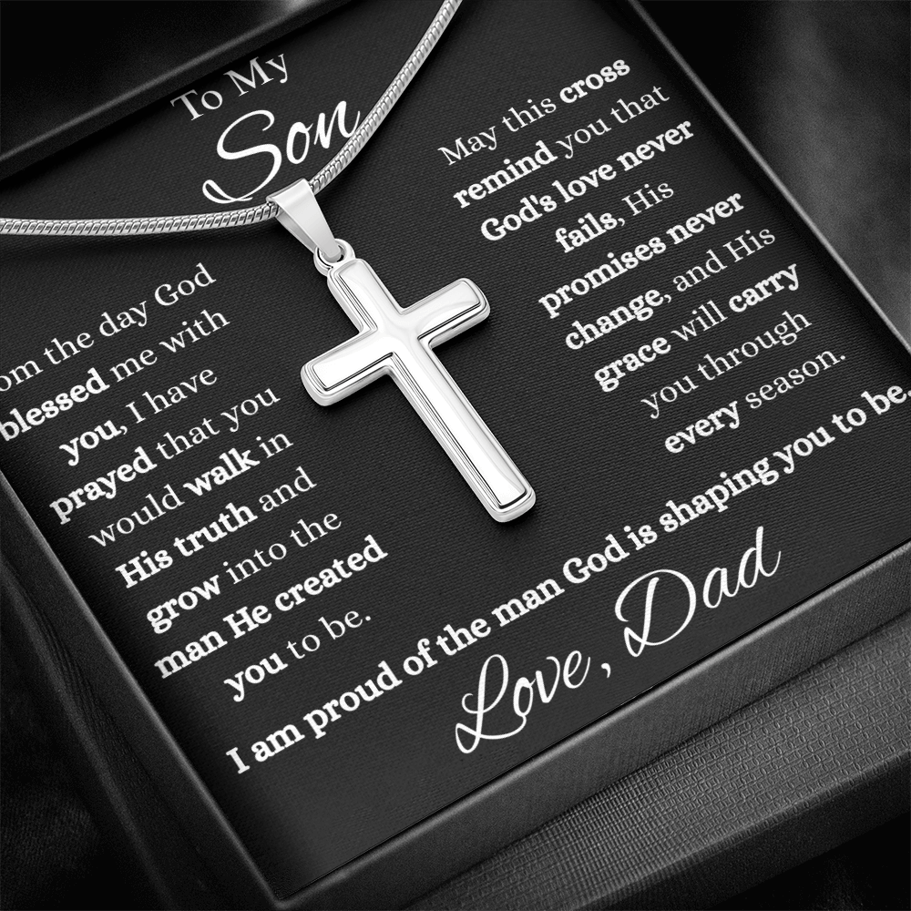 To My Son | Christian Cross Necklace from Dad | Faith-Inspired Gift for Son