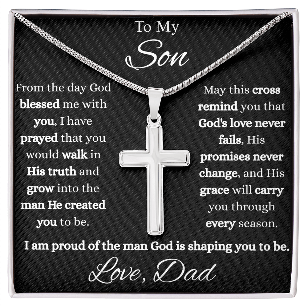 To My Son | Christian Cross Necklace from Dad | Faith-Inspired Gift for Son