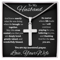 To My Husband Cross Necklace | Christian Gift from Wife | You Are My Answered Prayer