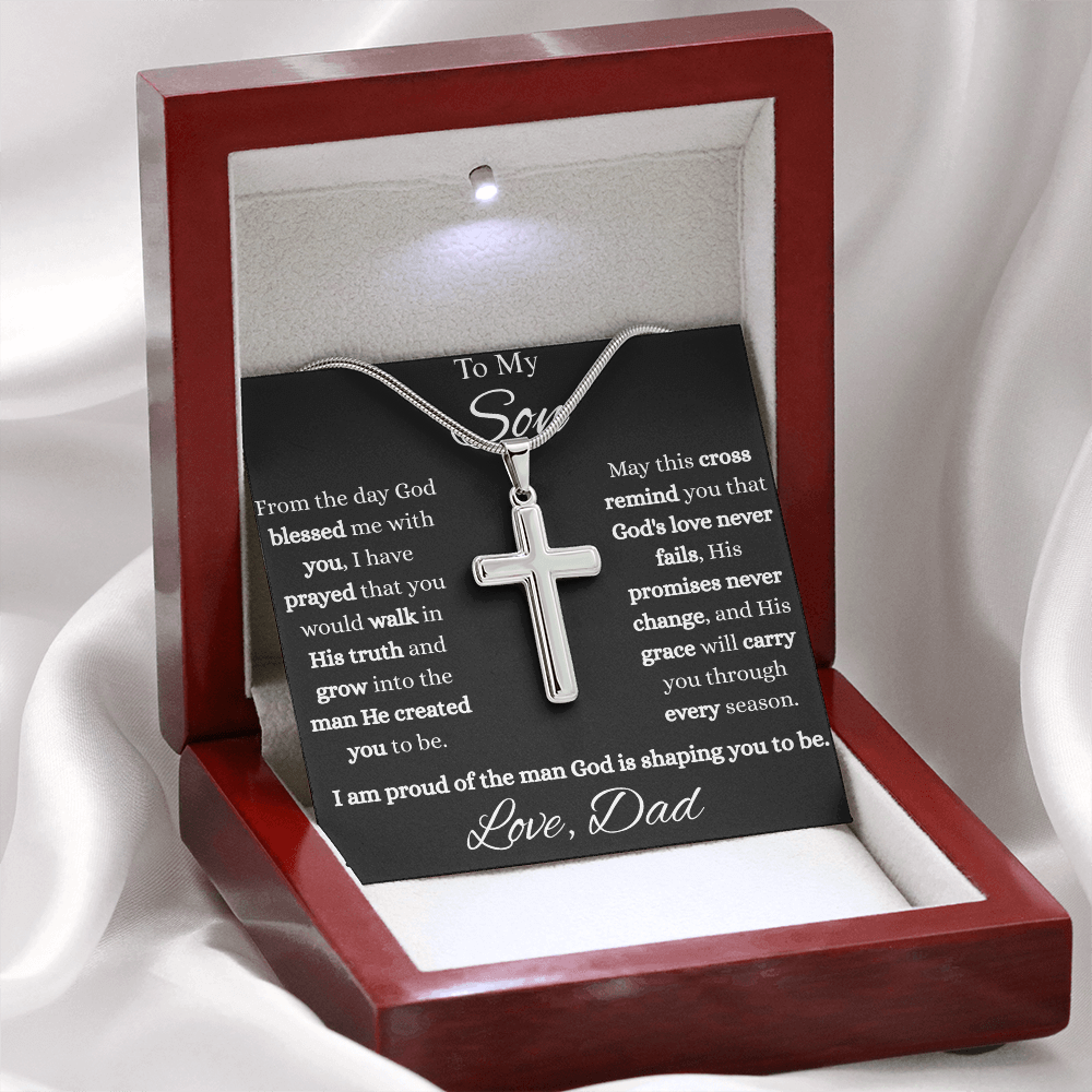 To My Son | Christian Cross Necklace from Dad | Faith-Inspired Gift for Son