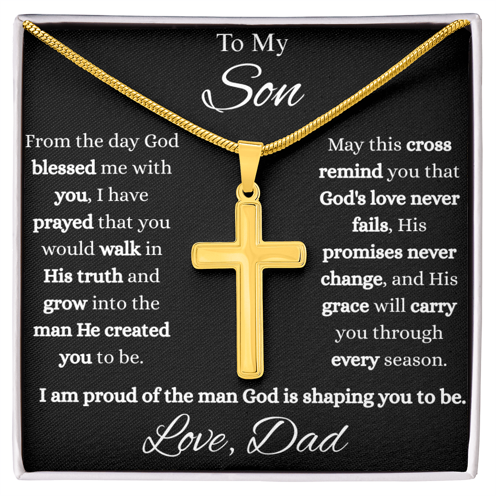 To My Son | Christian Cross Necklace from Dad | Faith-Inspired Gift for Son