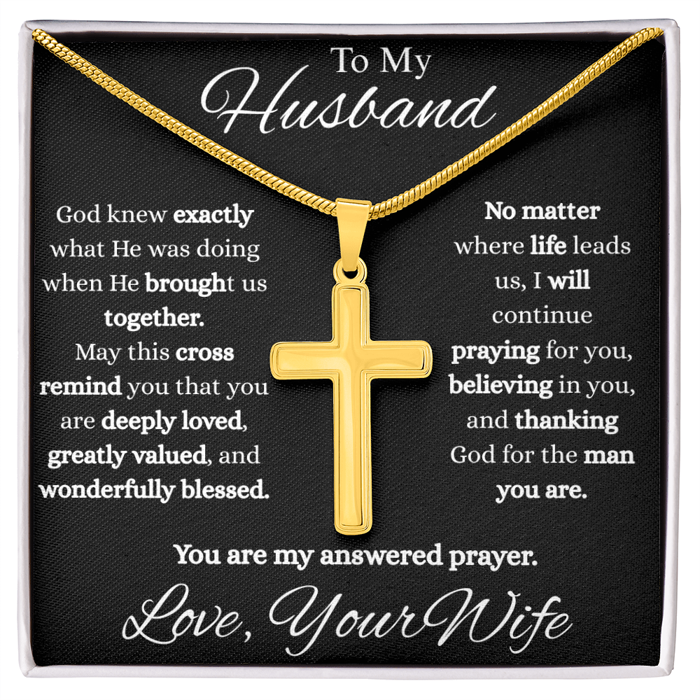 To My Husband Cross Necklace | Christian Gift from Wife | You Are My Answered Prayer