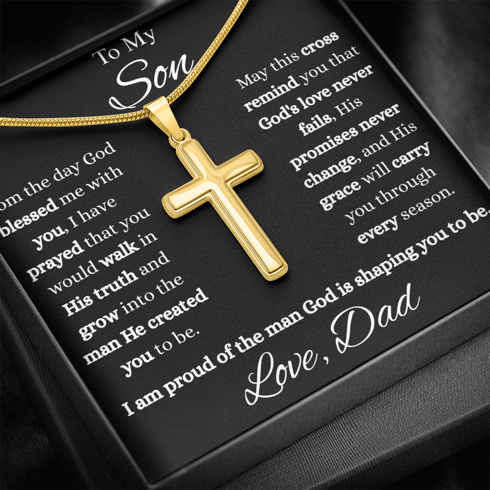 To My Son | Christian Cross Necklace from Dad | Faith-Inspired Gift for Son