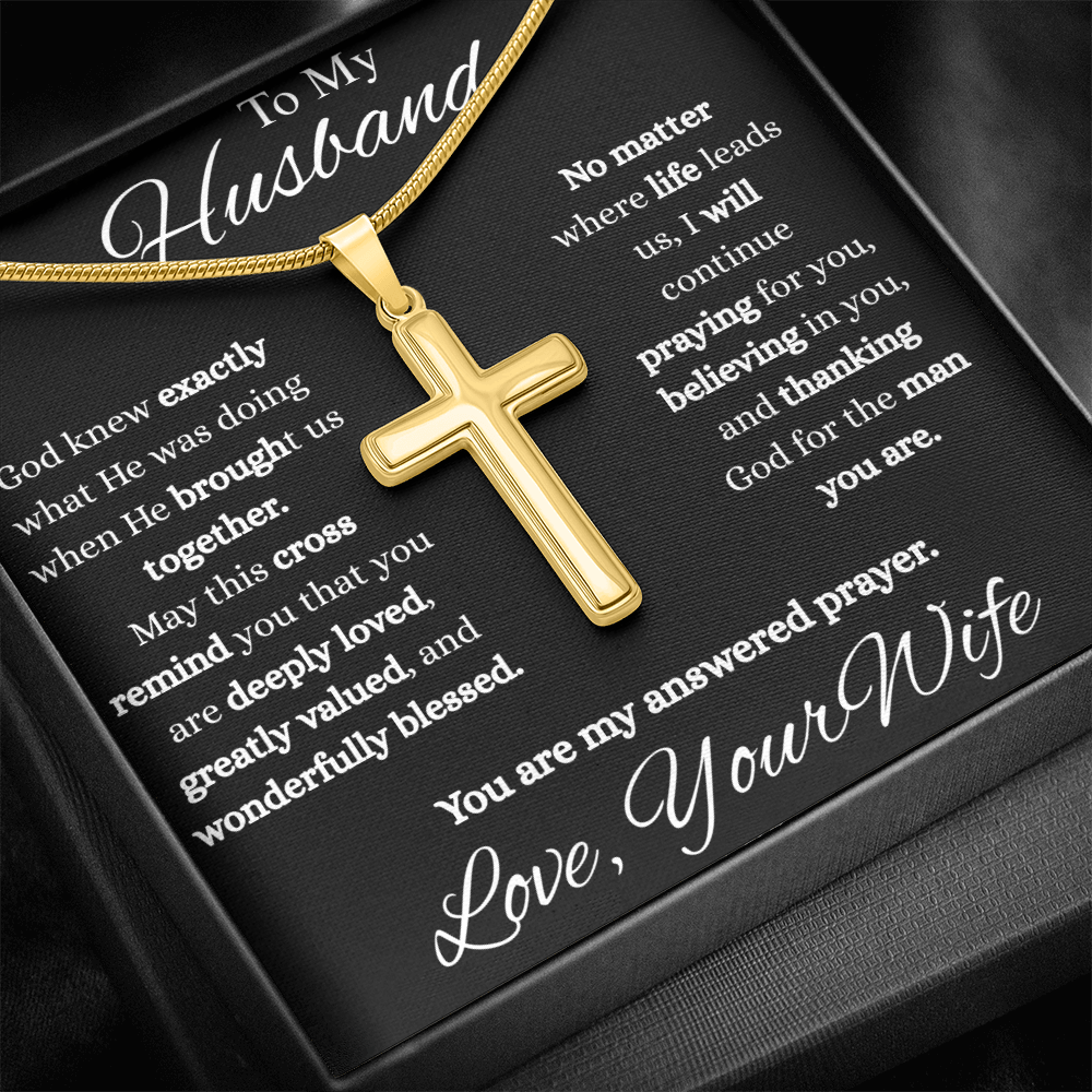 To My Husband Cross Necklace | Christian Gift from Wife | You Are My Answered Prayer