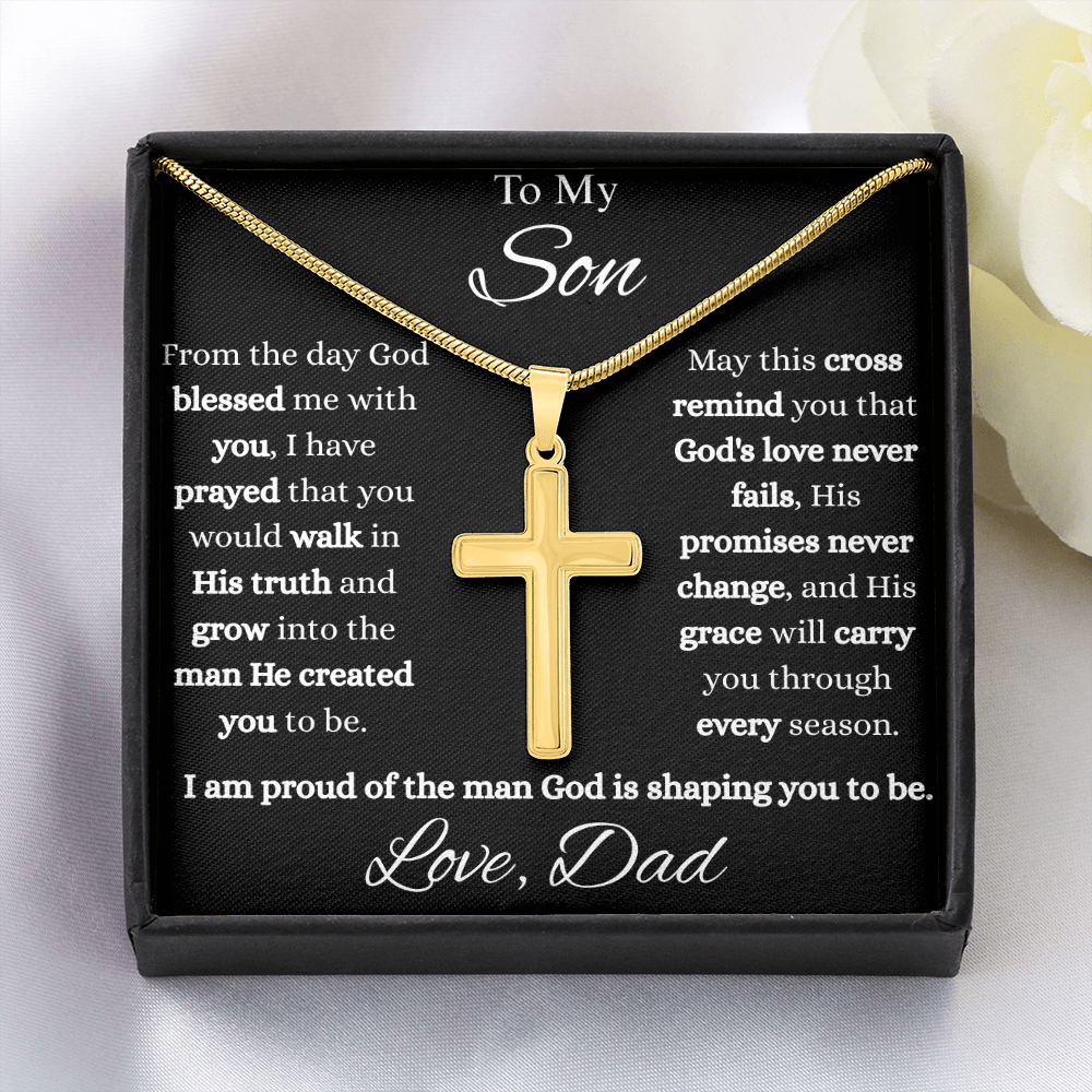 To My Son | Christian Cross Necklace from Dad | Faith-Inspired Gift for Son