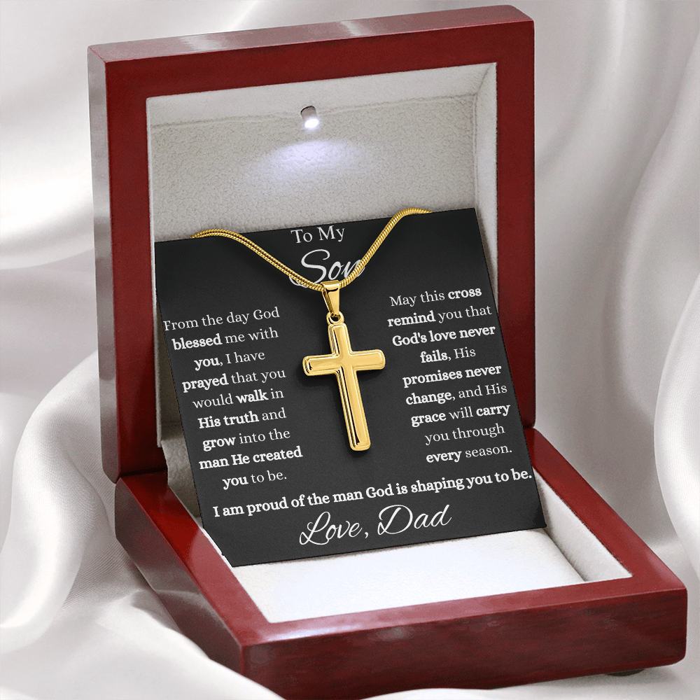 To My Son | Christian Cross Necklace from Dad | Faith-Inspired Gift for Son