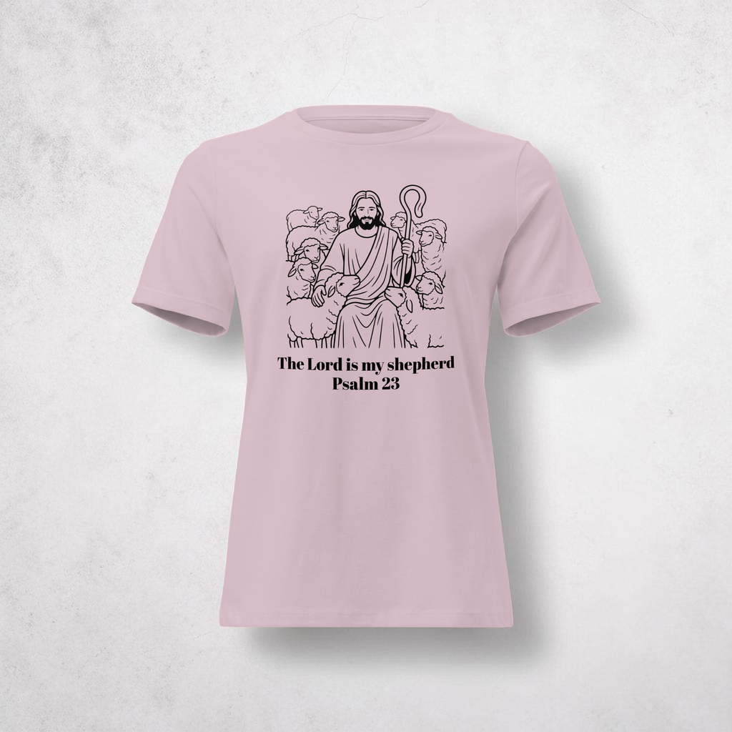 “The Lord Is My Shepherd” Psalm 23 Women’s Relaxed T-Shirt – Christian Faith Tee