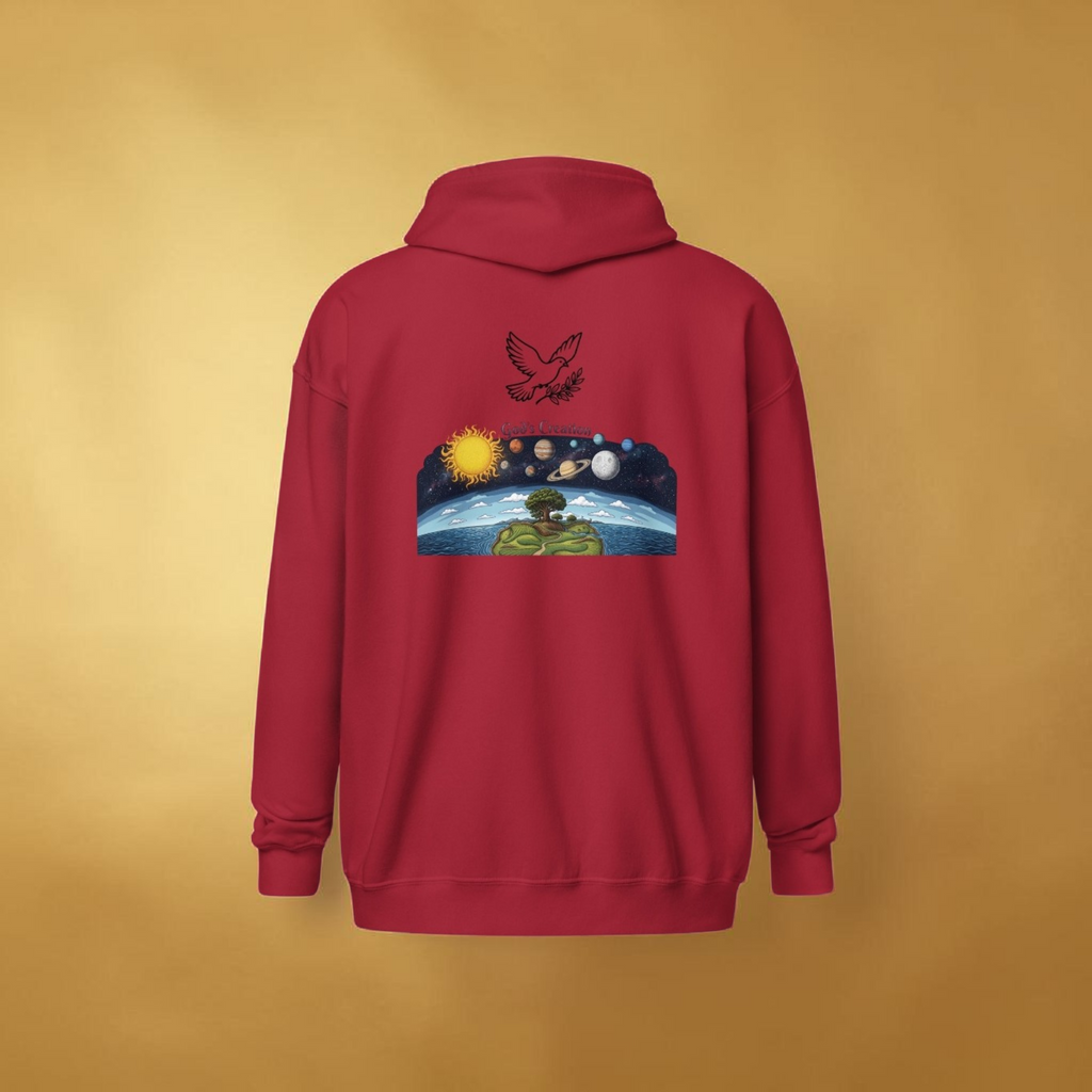 Faith & God’s Creation Zip-Up Hoodie | Christian Unisex Heavy Blend Hoodie | Dove & Earth Design