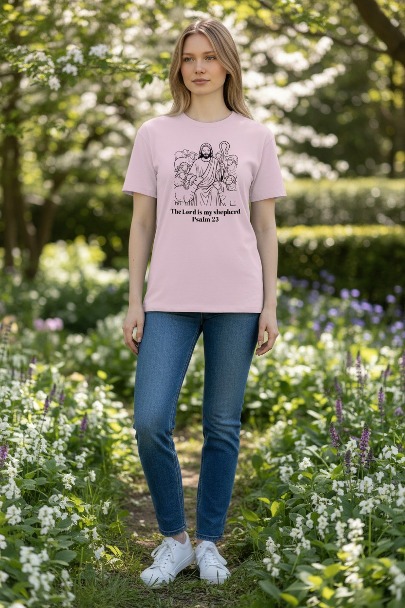 “The Lord Is My Shepherd” Psalm 23 Women’s Relaxed T-Shirt – Christian Faith Tee