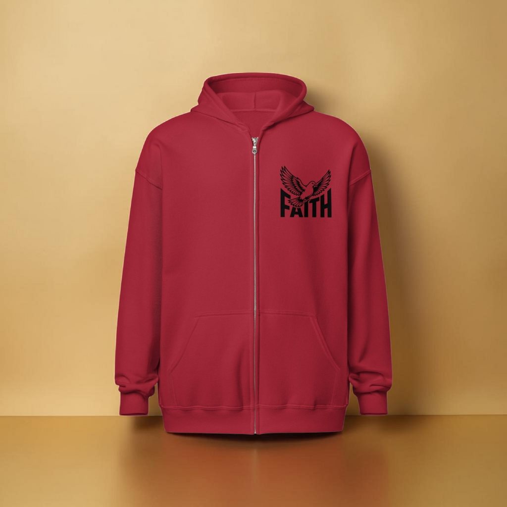 Faith & God’s Creation Zip-Up Hoodie | Christian Unisex Heavy Blend Hoodie | Dove & Earth Design