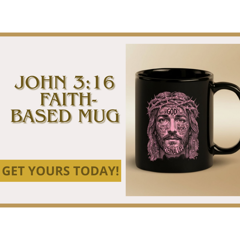 Jesus Crown of Thorns Mug – Christian Faith Coffee Cup, Black Glossy Inspirational Gift