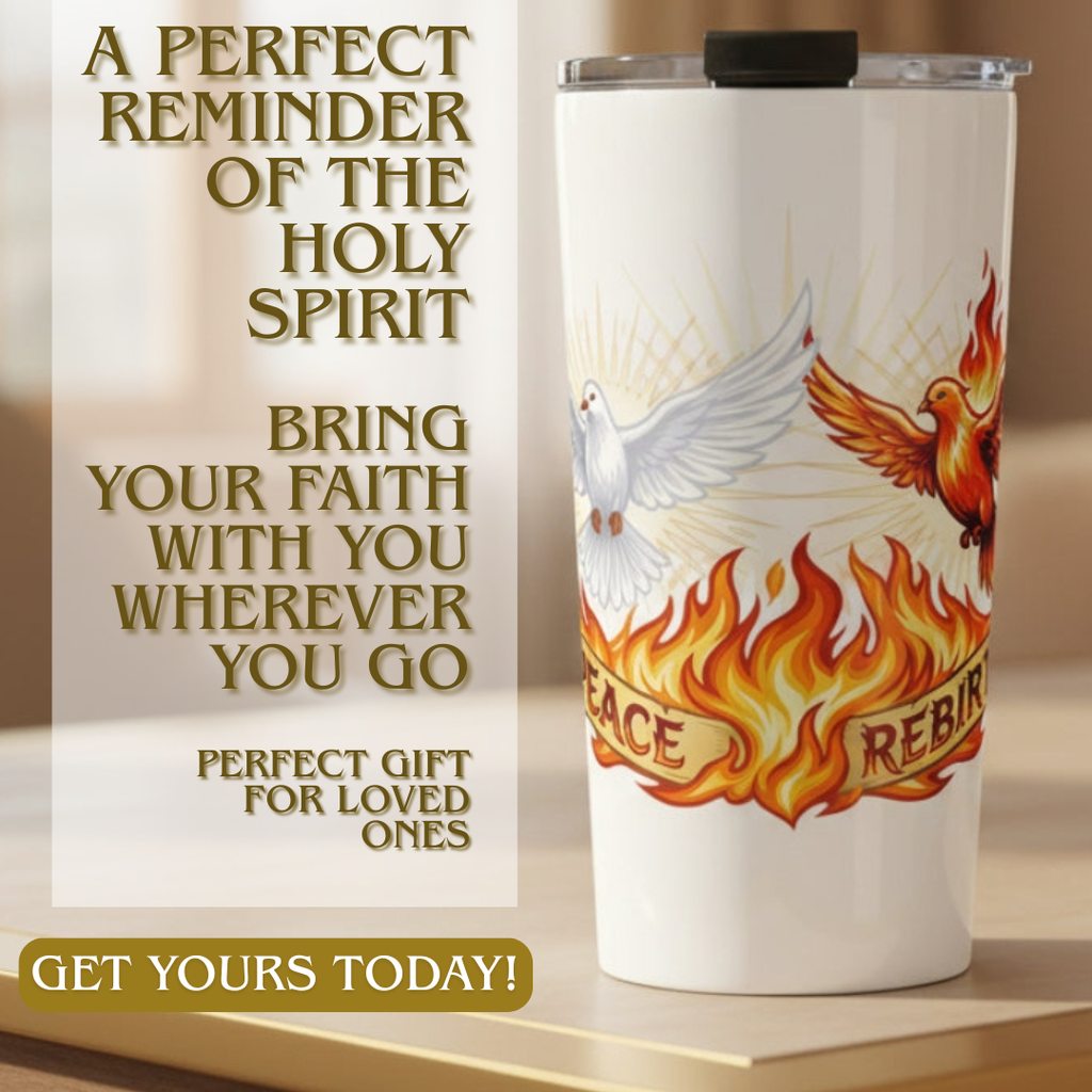 Christian Dove & Fire 20oz Stainless Steel Insulated Tumbler – Faith-Based Drinkware