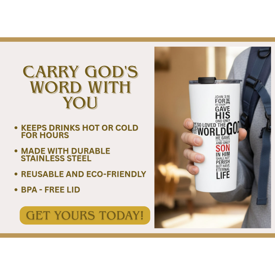 John 3:16 Christian Tumbler – 20oz Insulated Stainless Steel Travel Mug, Faith Gift